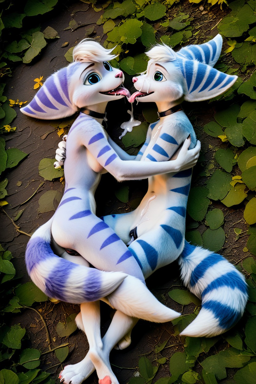 Hugging, Twin Lesbians, Hyper-realistic Furry AI Porn