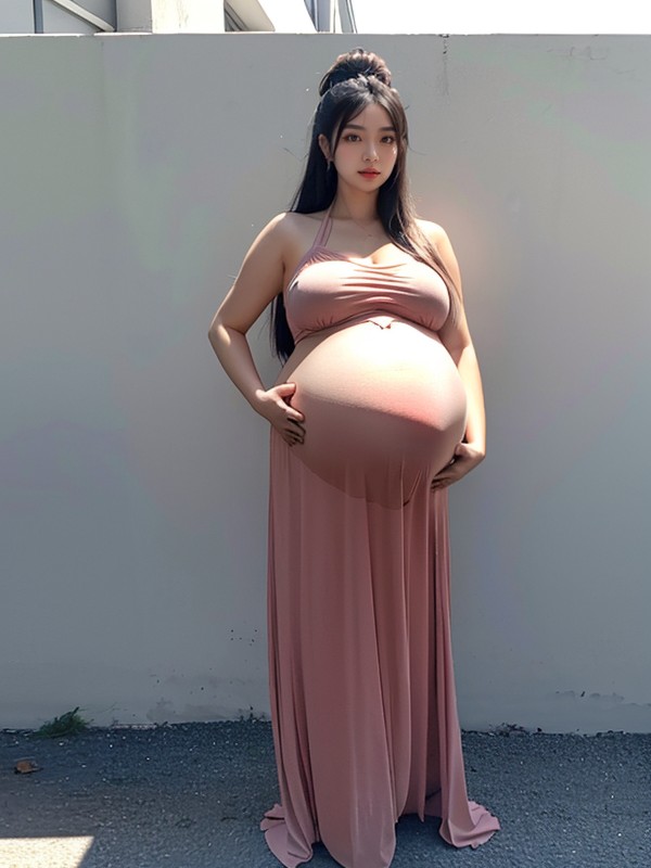 Chinese, Gigantic Pregnant Belly, Nude AI Porn
