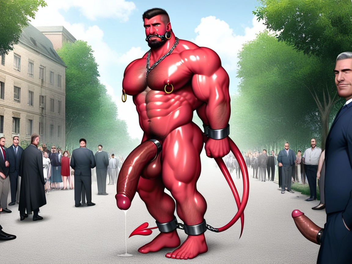 Tall Demon, Gigantic, Red Skin AI Gay Porn