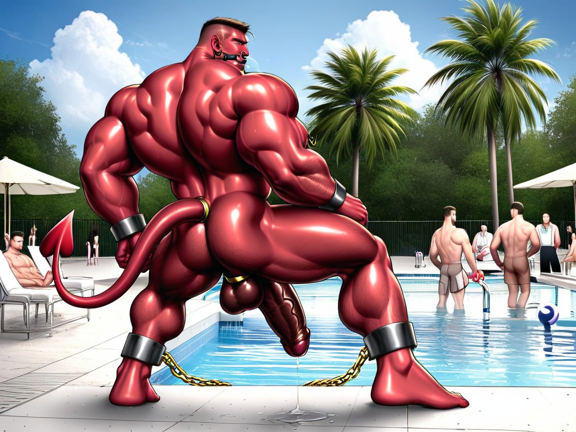 Huge Muscles, Sweating, Hairy AI Gay Porn