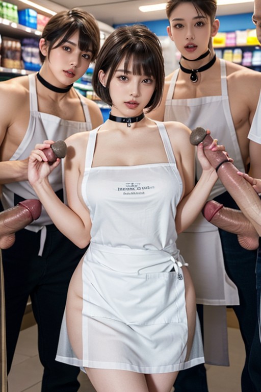 Choker, Short Hair, Ultra-detailed Asian AI Porn