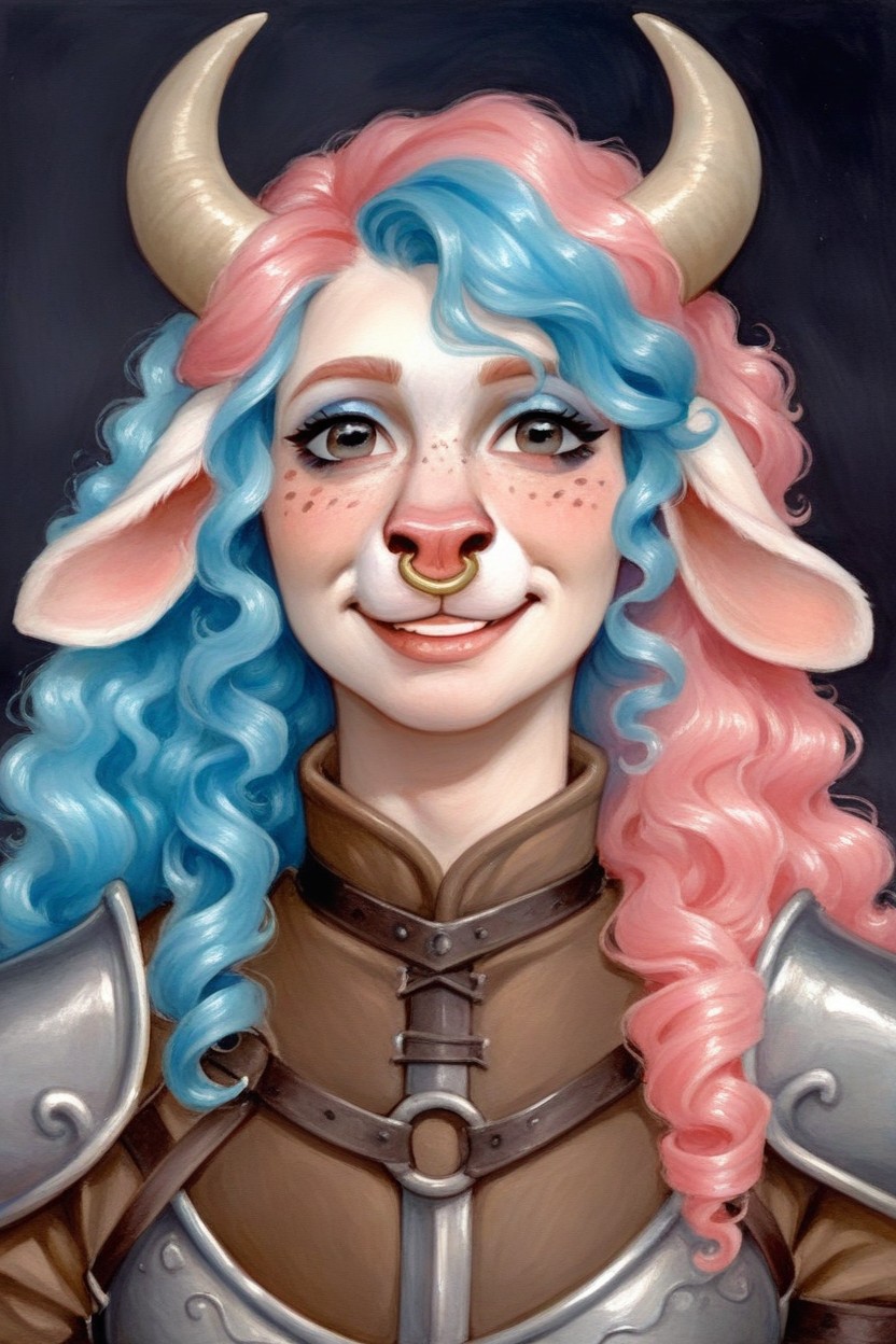 Portrait, Blue Hair, Bright Shemale AI Porn
