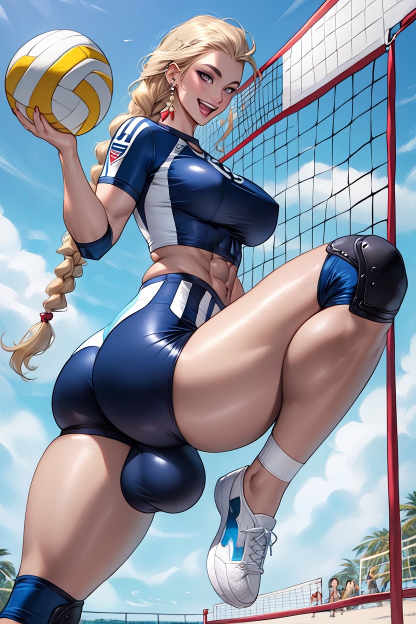Realistic Shorts Texture, Volleyball-shorts, Fit Shemale AI Porn
