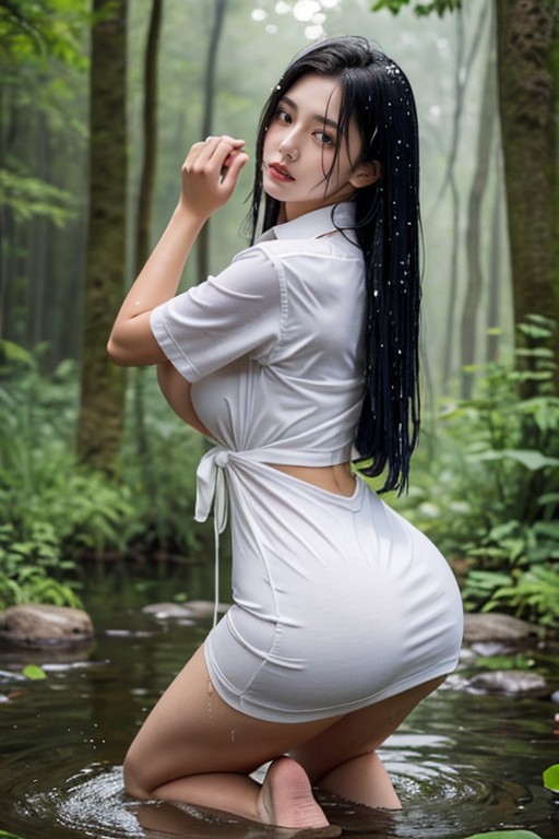 Full Body, Naked, Wet Hair Asian AI Porn