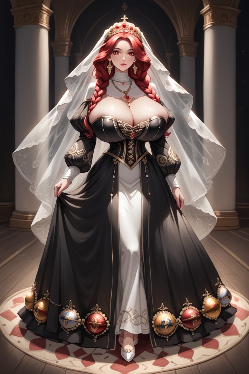 Royal Banquet Gown, Full Gown, Earrings Hentai AI Porn