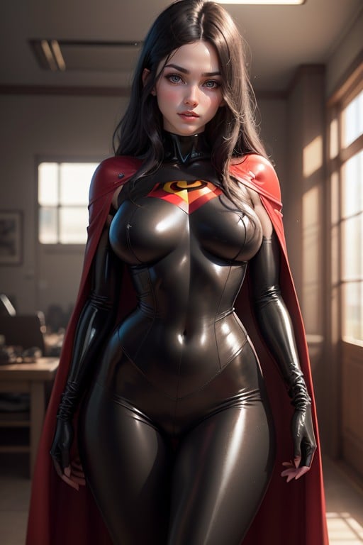 18, Scandinavian, Violet Parr From The Incredibles Long Straight Black Hair AI Porn