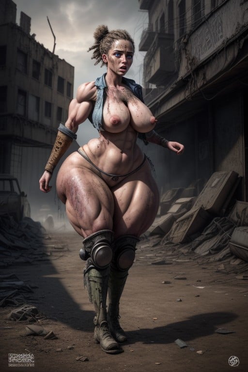 Blue Eyes, Breast Expansion, Post Apocalyptic Outfit AI Porn