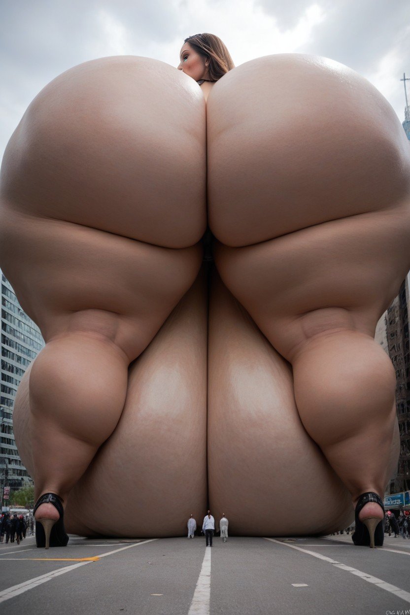 Vista Frontal, Magrelo, Giant Massive Gigantic Ass Pornografia de IA