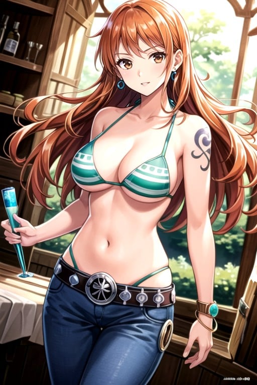 French Maid, Garter Belt, Nami (one Piece) AI Porn