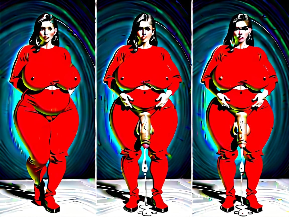 Flaccid Penis, Red Firefighter Helmet, Extremely Large Penis Shemale AI Porn