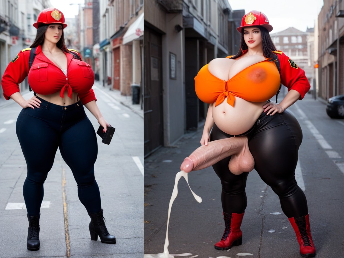 Thick, Holding Penis With Both Hand, Gigantic Shemale AI Porn