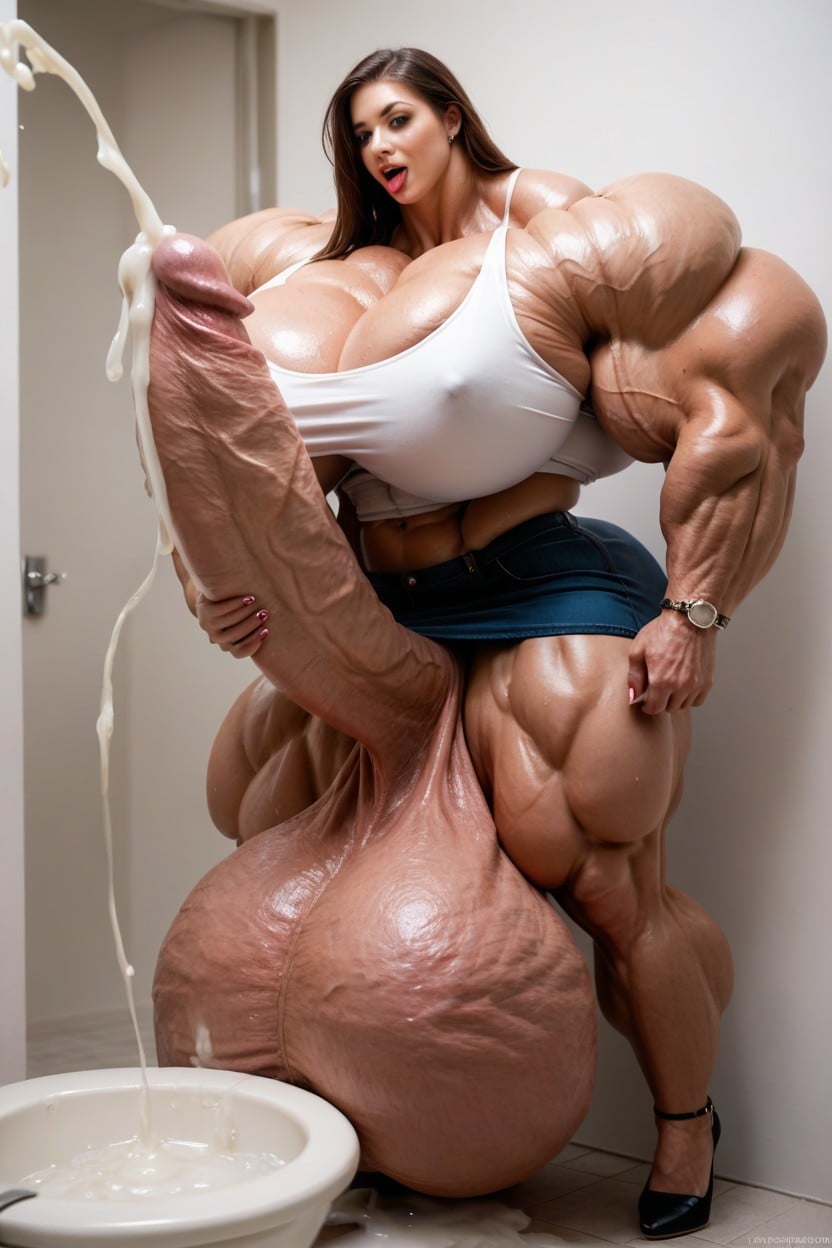 Pojecile Cum, Veins, Muscular Shemale AI Porn