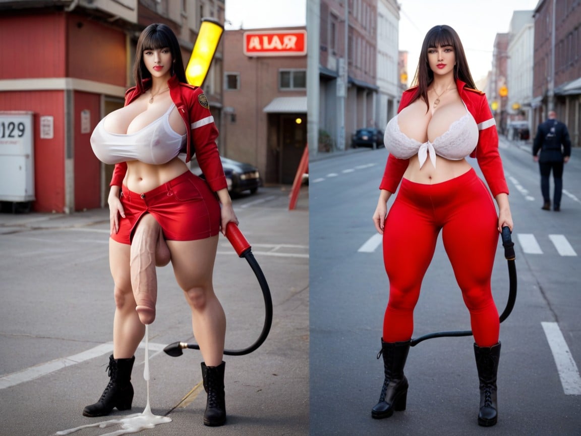 Penis Is Gigantic, Fire Fighter Costume, Dalmation Shemale AI Porn