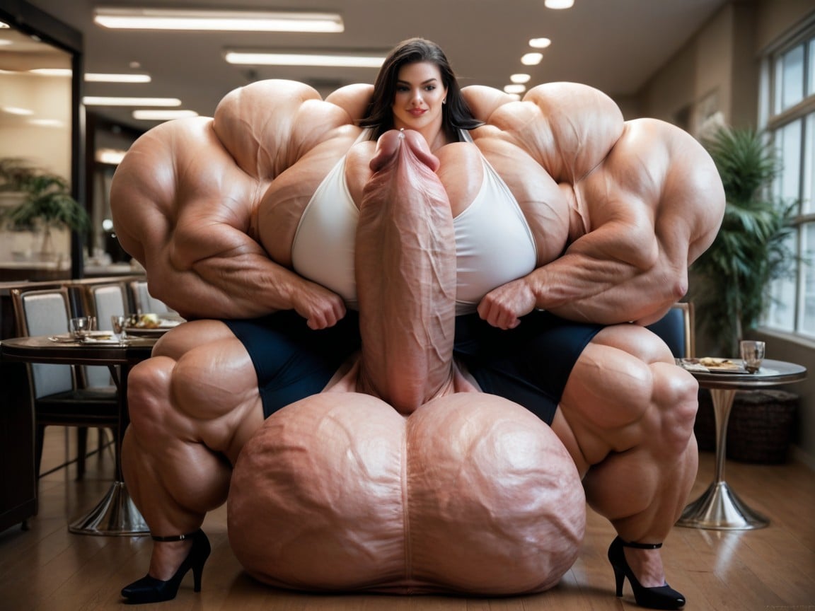 Oiled Skin, Precum, Muscular Shemale AI Porn
