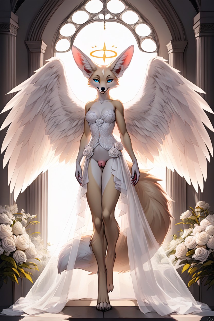 Angel, Backlit, Partial Narrowed Eyes Furry AI Porn