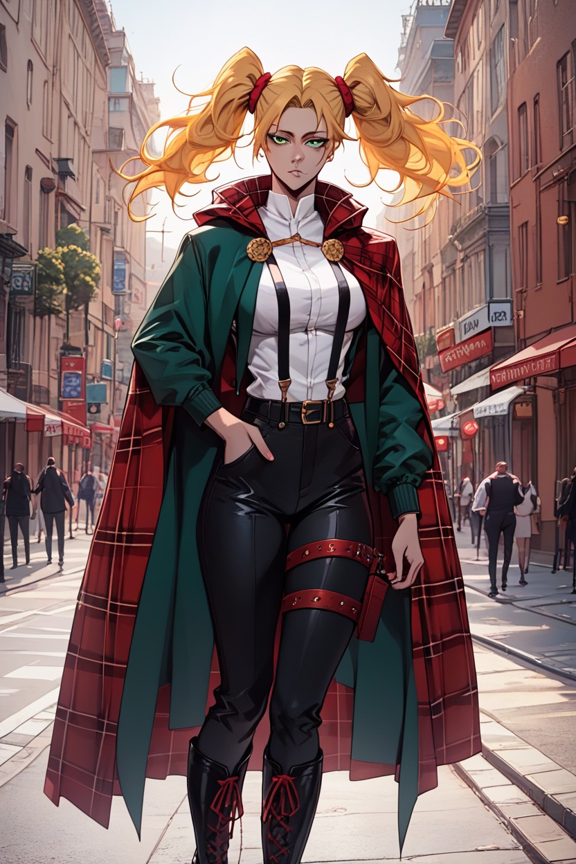 London, Green Eyes, Gold Buckle Hentai AI Porn