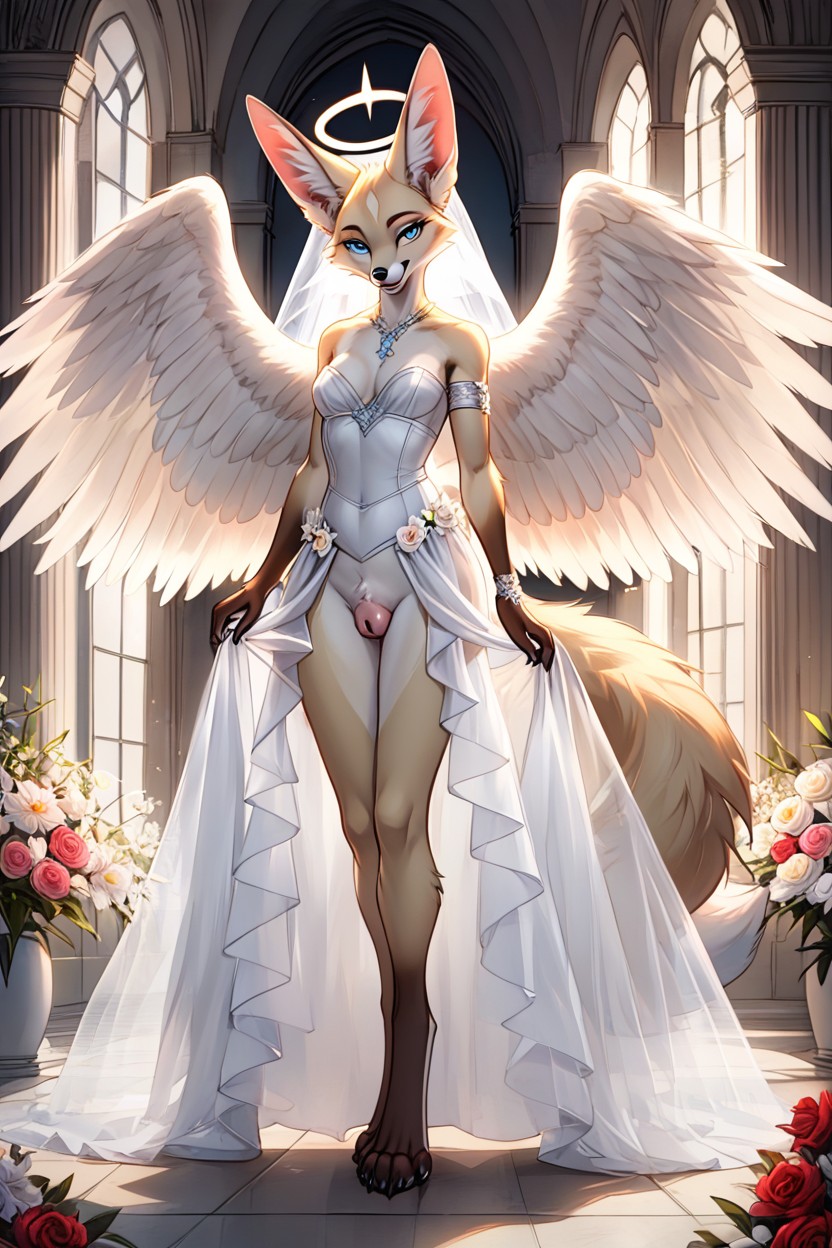 Shimmering Sliver Jewelry, Skinny But Quite Strong, Halo Furry AI Porn