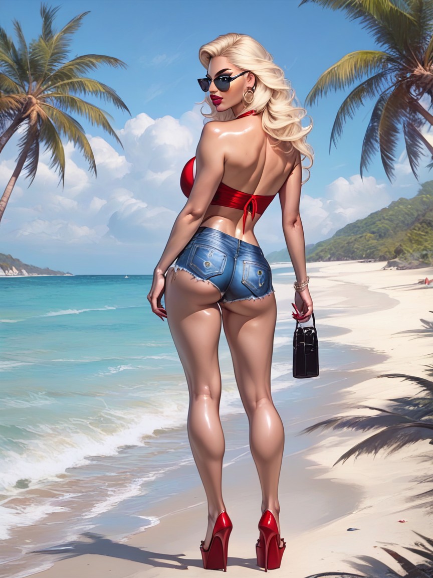 Red Bikini Top, Hyper-realism, Cute AI Porn