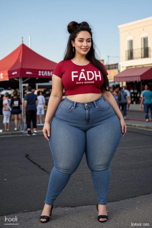Wide Woman, Extremadamente Pesado En La Parte Inferior, Quadruple-wide Hips Porno IA