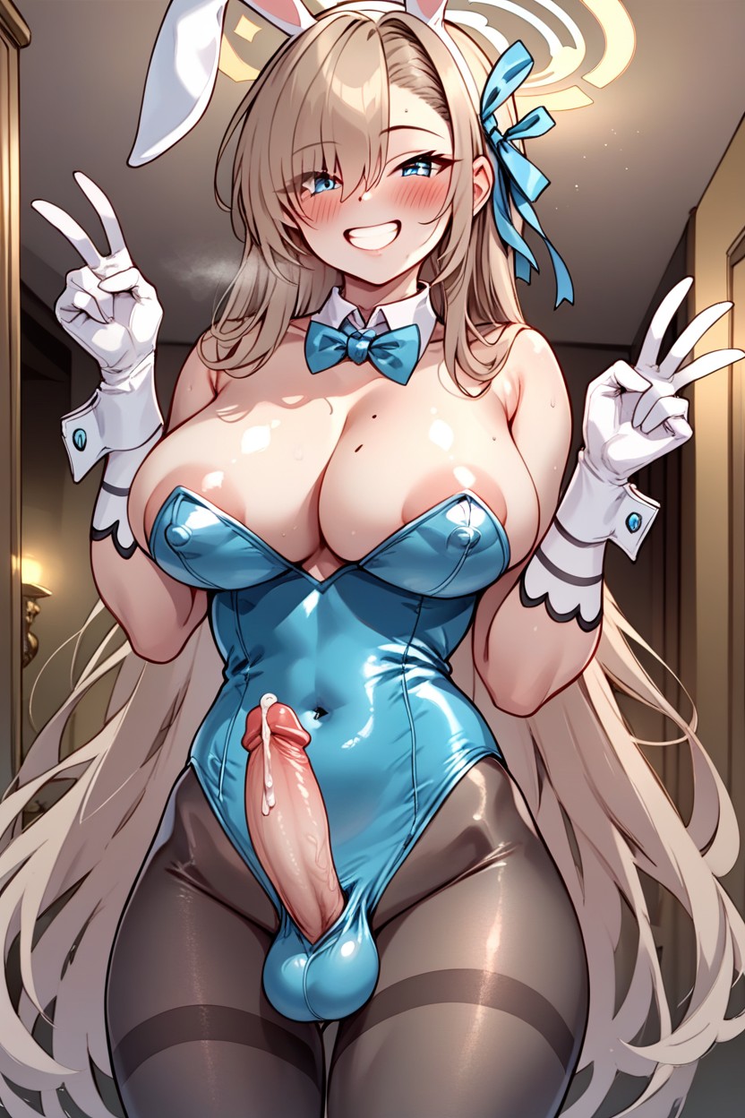 White_gloves, Open_mouth, Strapless_leotard Shemale AI Porn