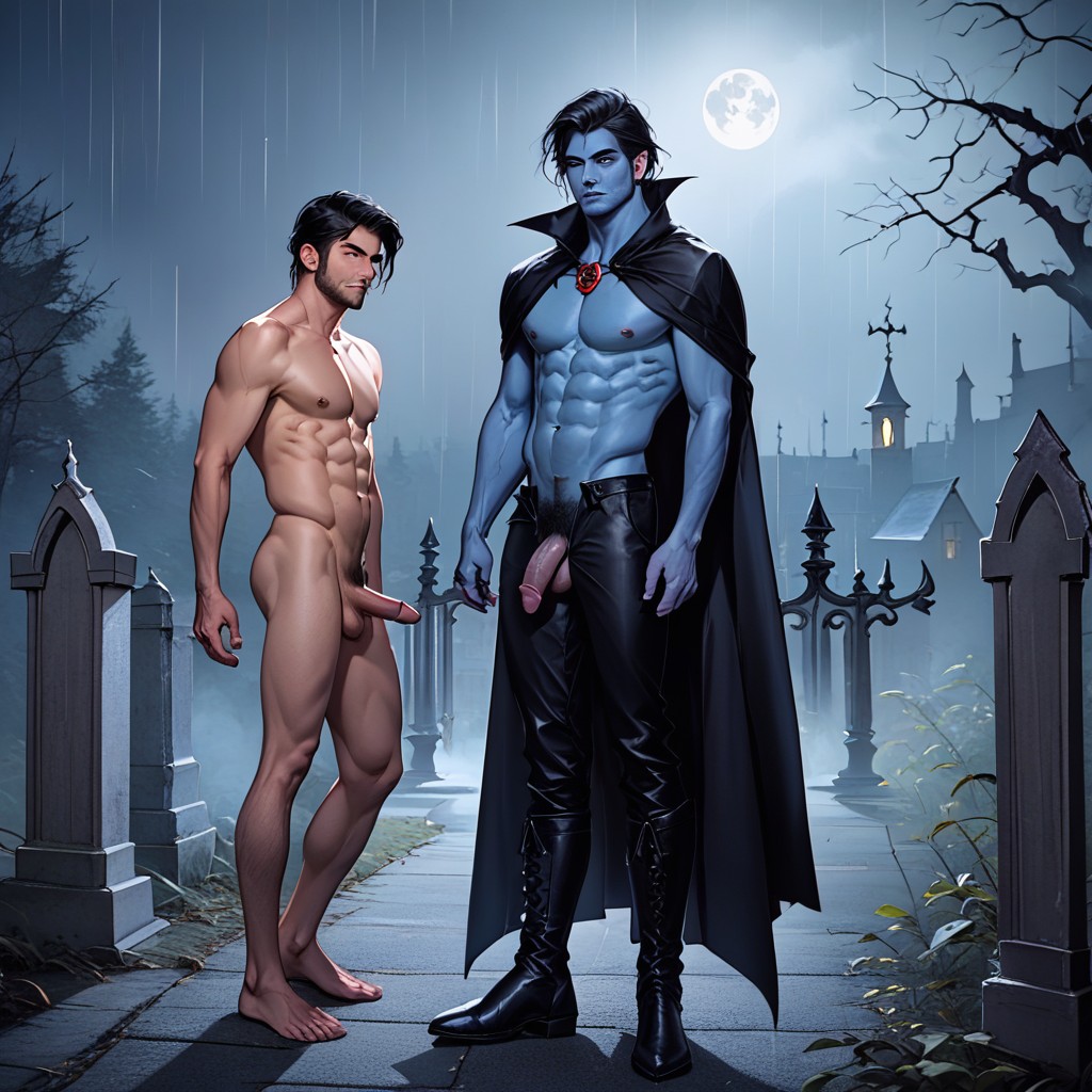 Blue Skin, Photo-realistic, Night AI Gay Porn