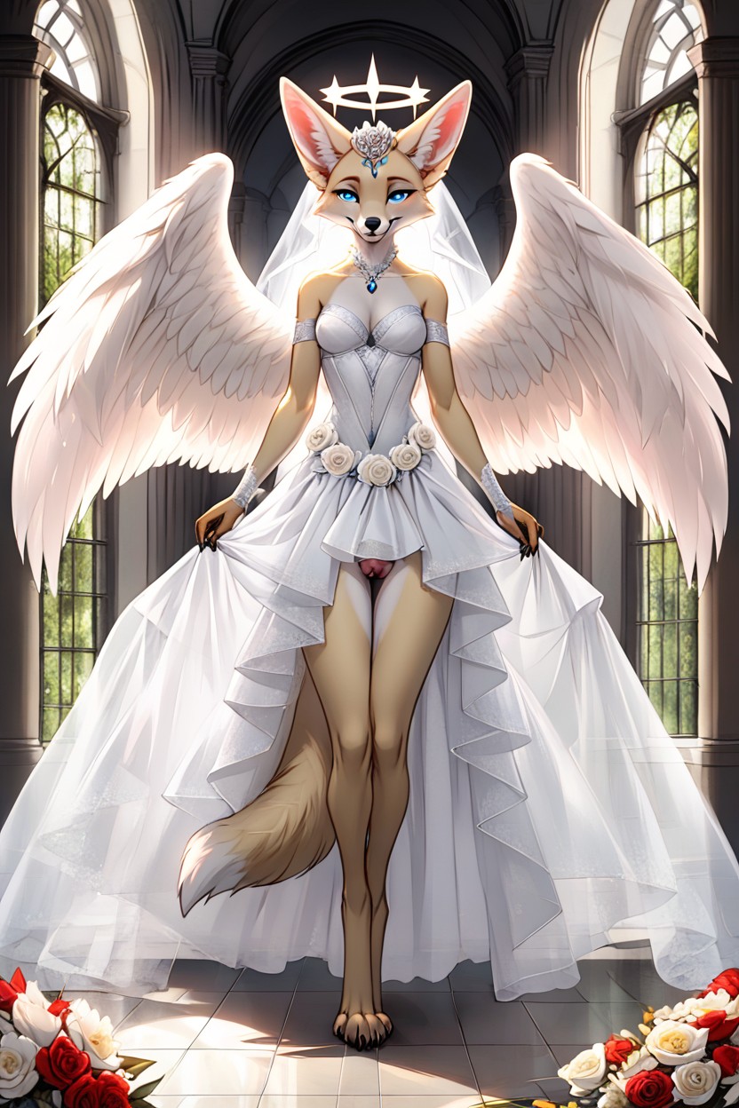 Blue Eyes, Skinny But Quite Strong, Shimmering Sliver Jewelry Furry AI Porn