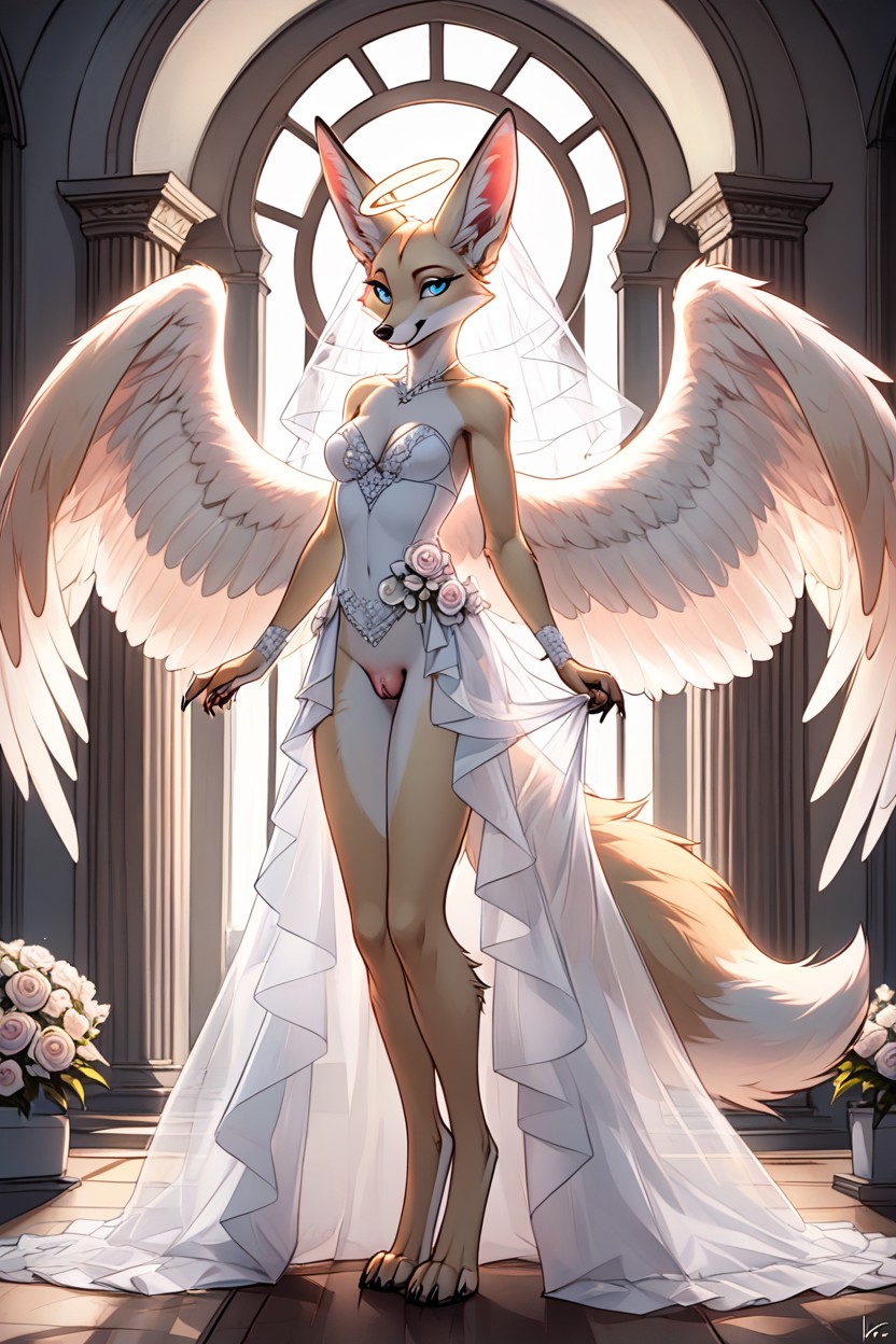Digitigrade Legs, Detailed Canine Pussy, Digits On Each Hands Furry AI Porn