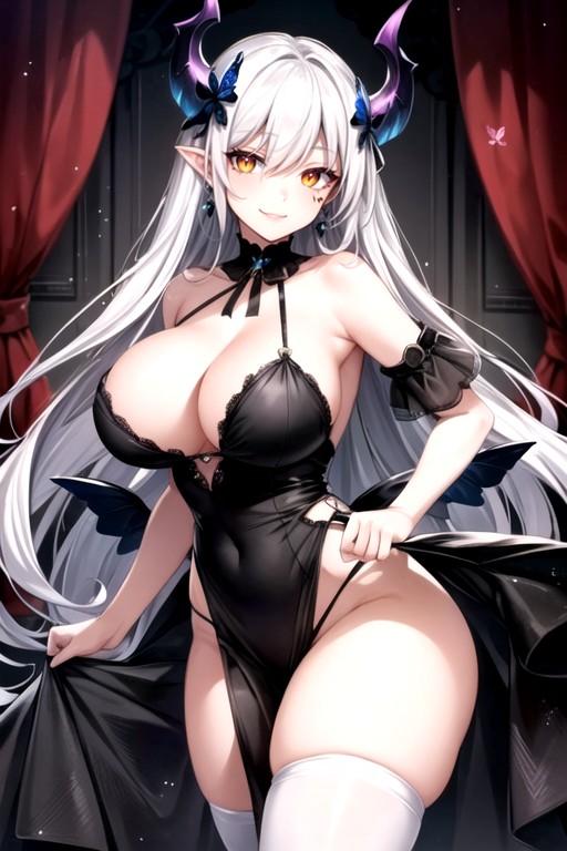 Black Lips, Colored Sclera, Big Boobs AI Porn