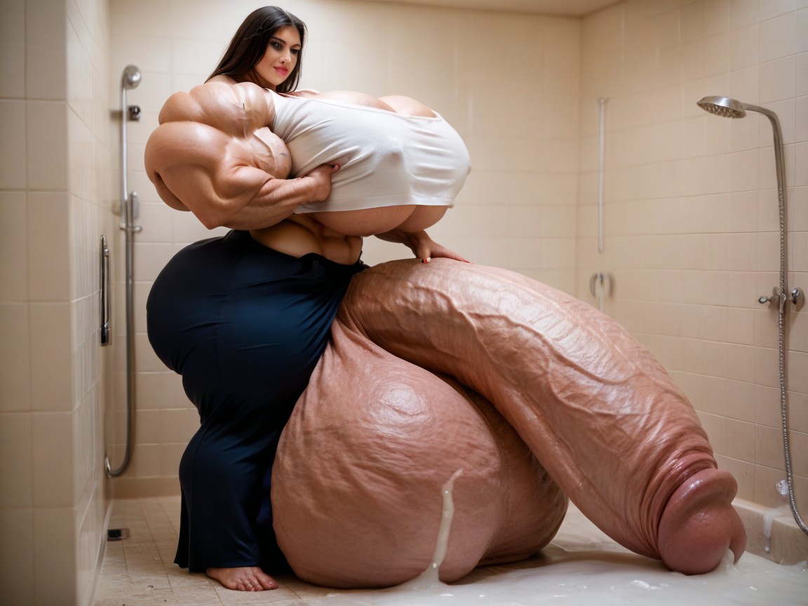 Black Hair, Muscular, Gigantic Scalene Shemale AI Porn