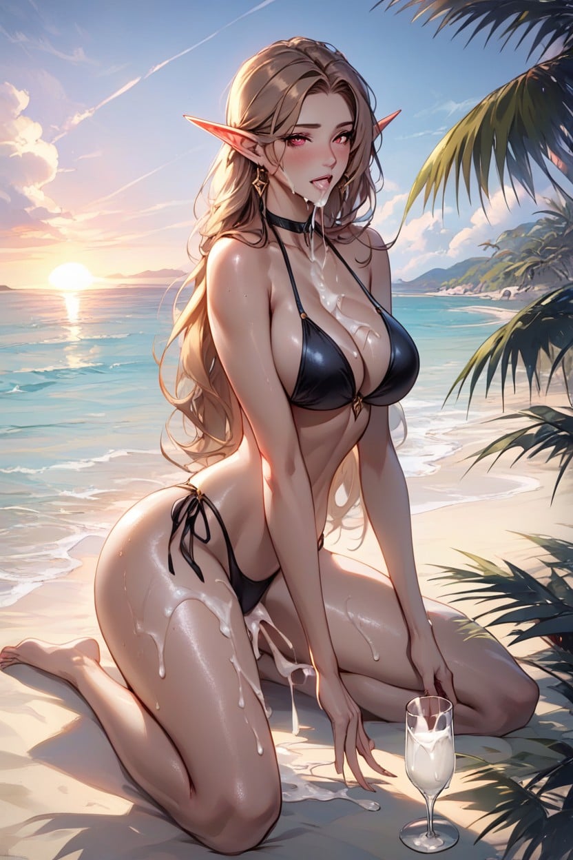 Blonde Hair, Oiled Skin, Blushing AI Porn