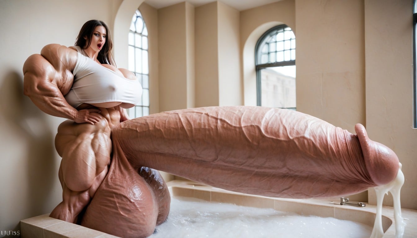 Bathroom, Huge Breasts, Gigantic Pectoralis Major Shemale AI Porn