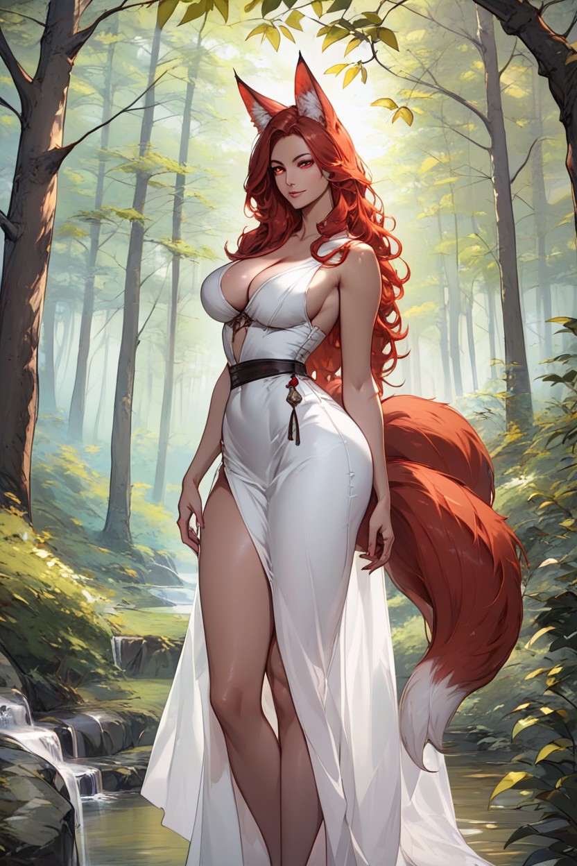 Nine Fox Tails, Slight Curls, Long Length AI Porn