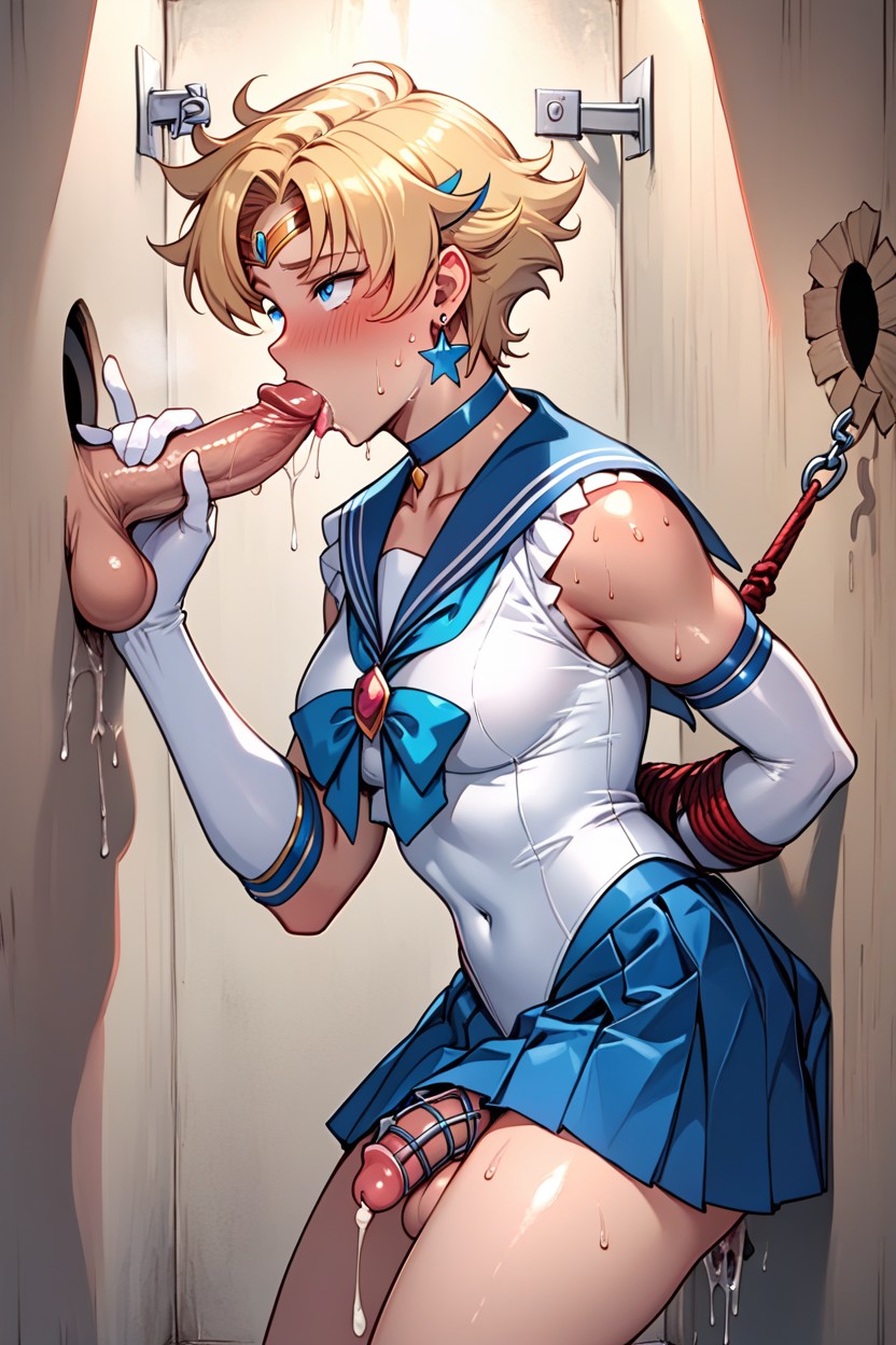 Girl, Saliva, White Gloves Shemale AI Porn