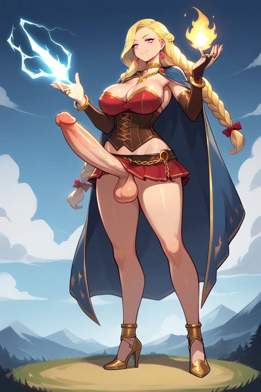 Corset, Magic, Large Breasts Shemale AI Porn