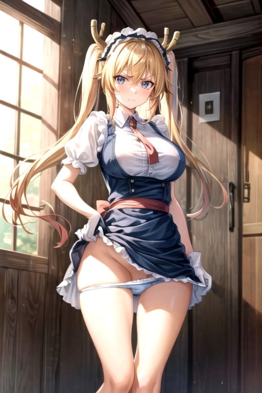 Tohru (kobayashi-san Chi No Maid Dragon), Bottom Up (upskirt), Angry Furry AI Porn