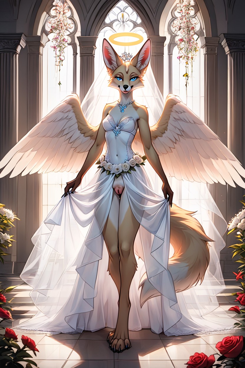 Partial Narrowed Eyes, Blue Eyes, Skinny But Quite Strong Furry AI Porn