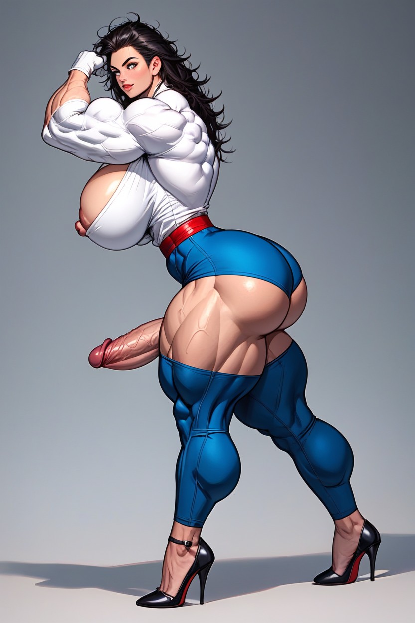 The Foot Muscles Are Swollen And Prominent, Quadriceps Are Large, Big Calves Shemale AI Porn