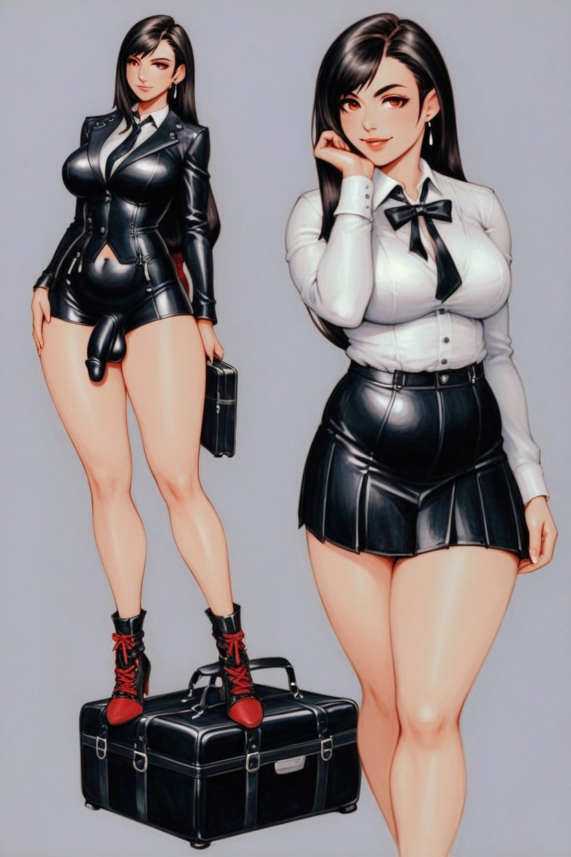 She Wears A Crisp, White Dress Shirt With A Pleated Front And French Cuffs, Projecting Strength And Sophistication Shemale AI Porn