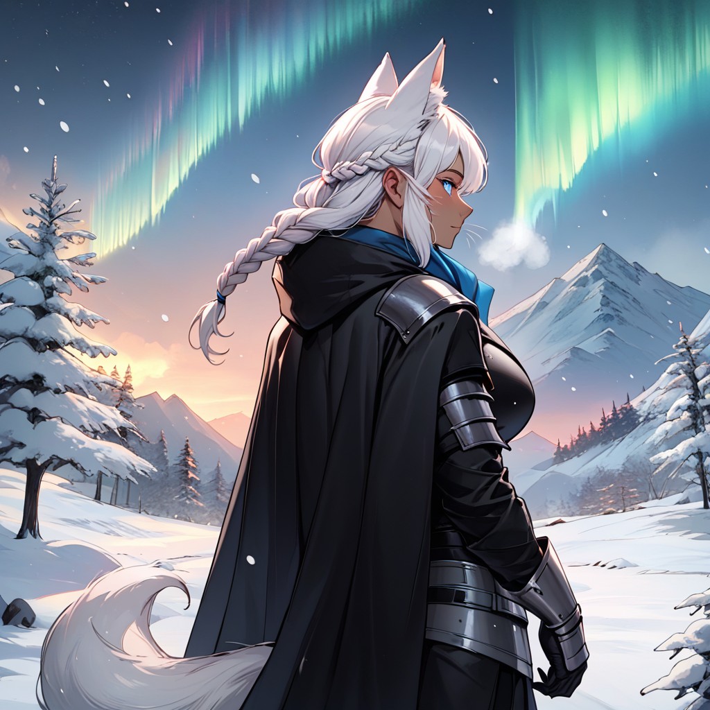 Mountains, Tan Skin, Black Winter Clothes Hentai AI Porn