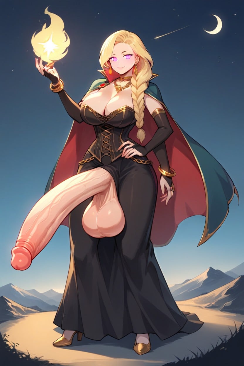 Skirt, Long Skirt, Gold Choker Shemale AI Porn