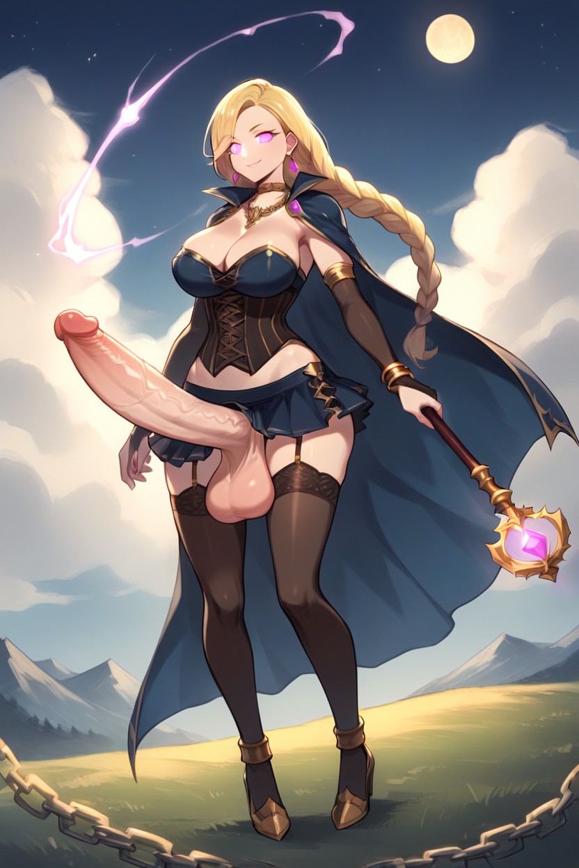 Cape, Holding Staff, Full Body Shemale AI Porn