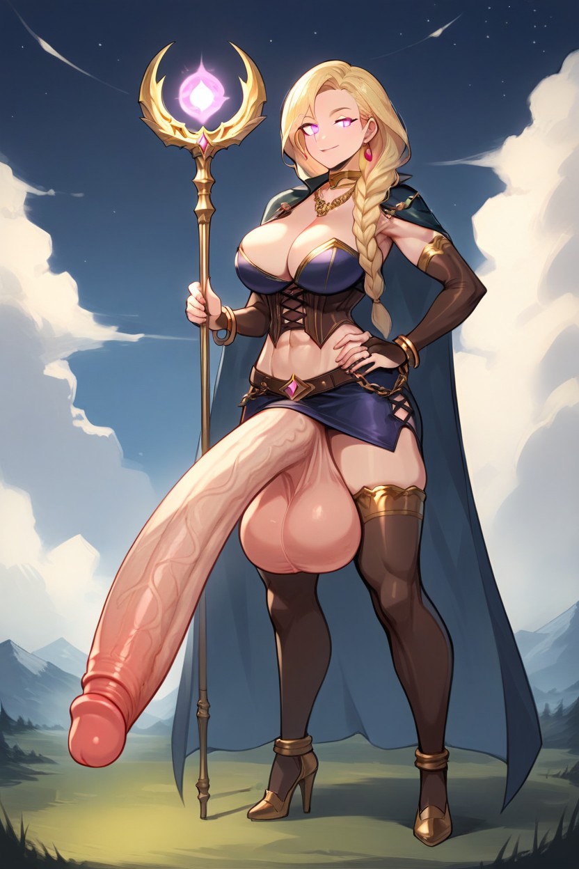 Long Hair, Glowing Eyes, Gigantic Penis Shemale AI Porn