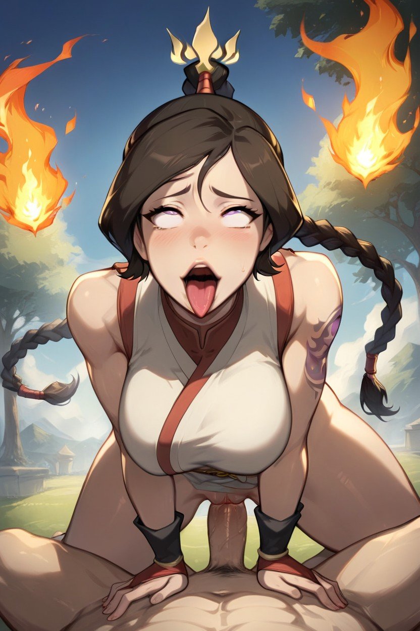 Black Fire On All Fours Cock In Vagina Ahegao Expression, Black Fire  Inbackground, Purple Sky Furry