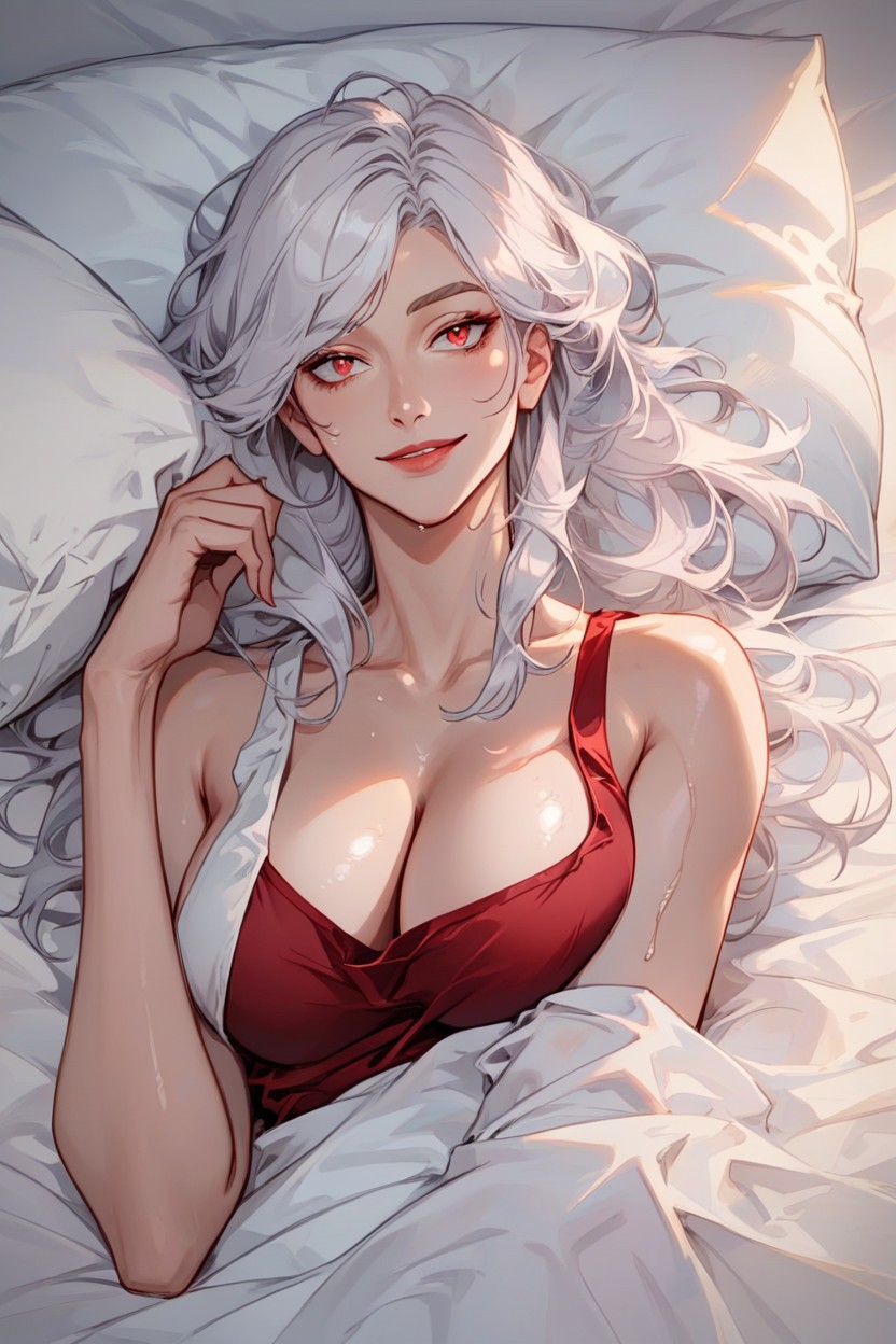 Perfect Eyes, Arms, Close Up On Face Resting On Pillow AI Porn