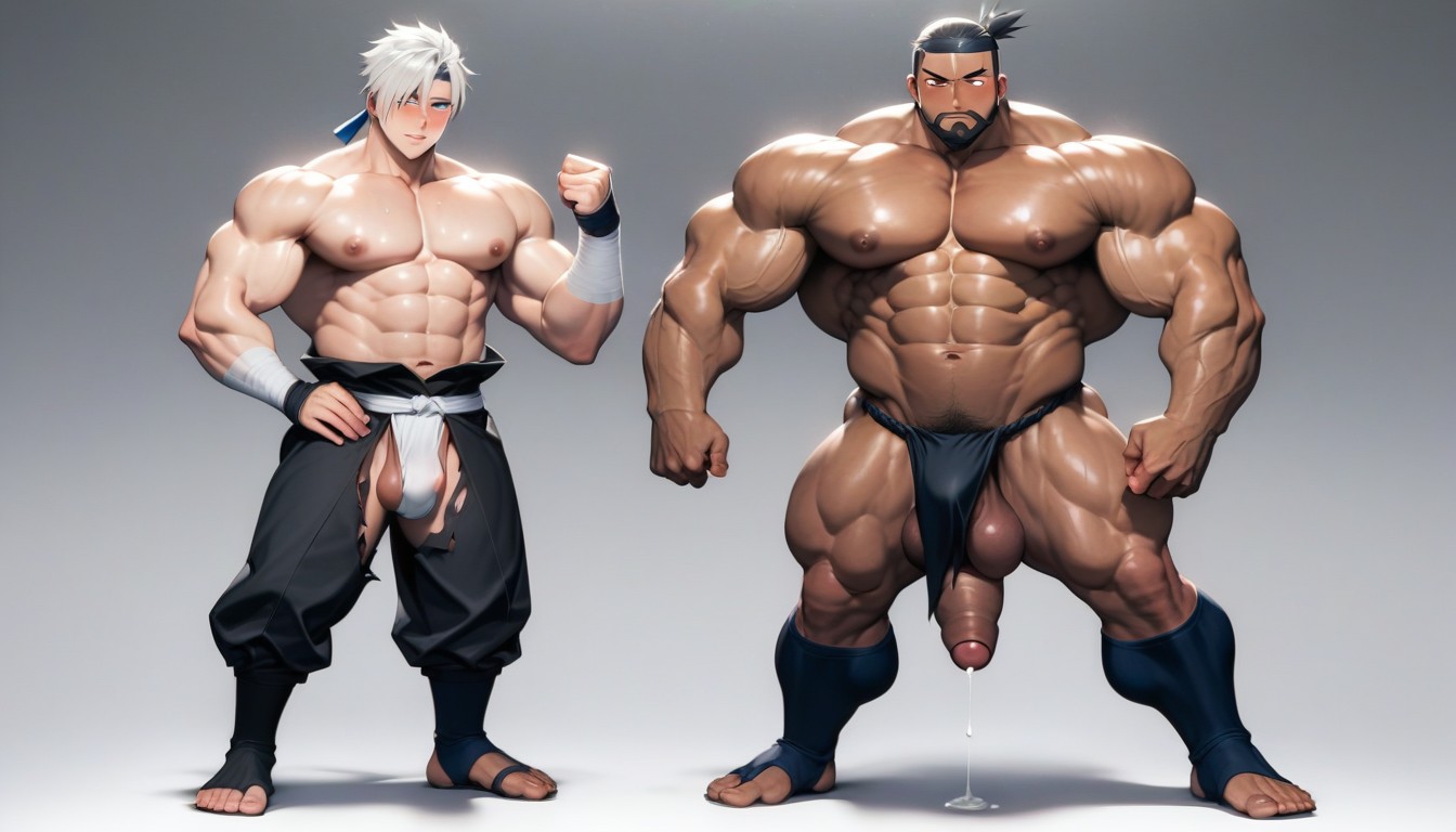 Asuma Golden-brown Eye Color, Blushing, Lighting Dimly Lit AI Gay Porn