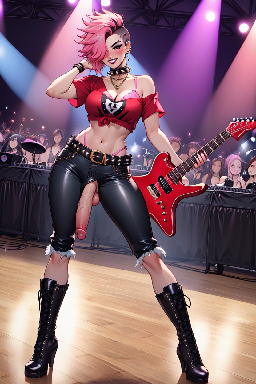 Bra Strap, Midriff, Cross-laced Footwear Shemale AI Porn