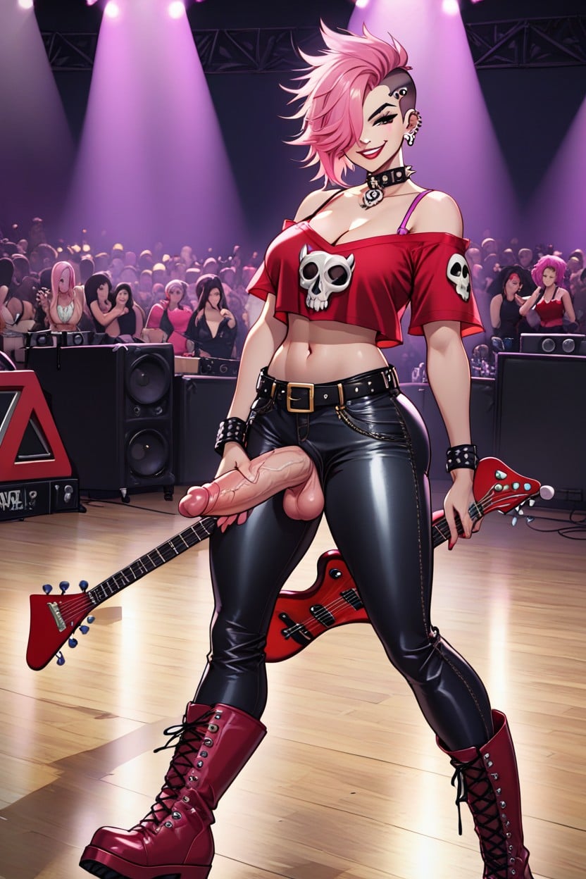 High-leg Panties, Knee-high Boots, Laced-up Boots Shemale AI Porn