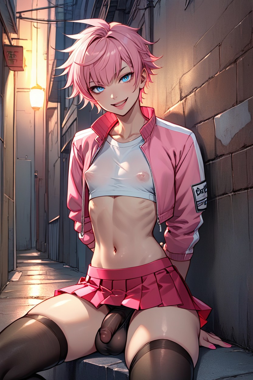 Pink_lips, Panties, Pink_jacket Shemale AI Porn