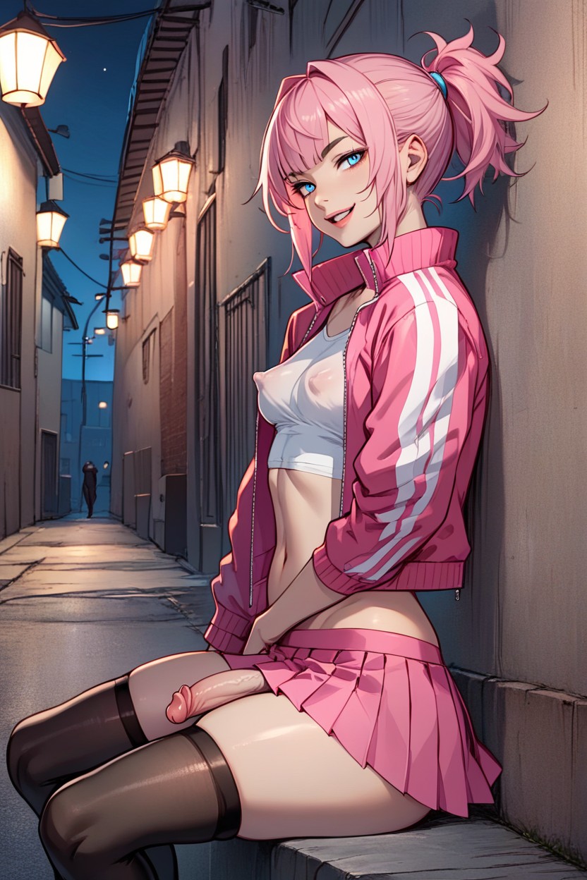 Deep Shadows, Pink_jacket, Pink_nails Shemale AI Porn