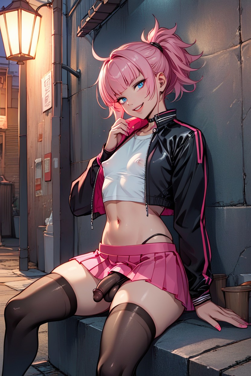 Cropped_jacket, Reaching_towards_viewer, Bulge Shemale AI Porn